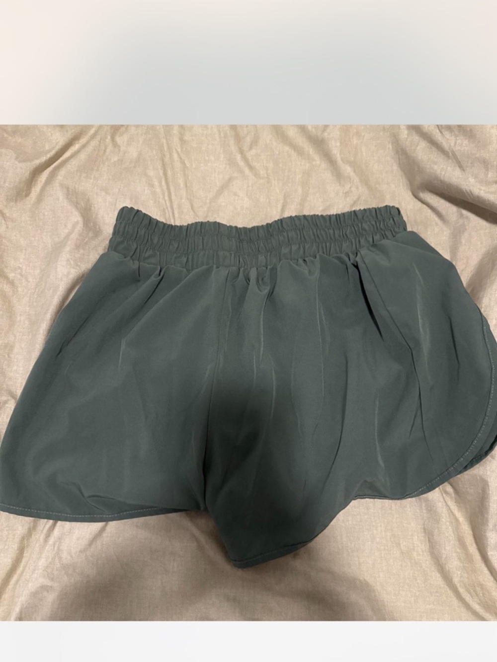 Women's Elastic Waist Dark Green Running Shorts